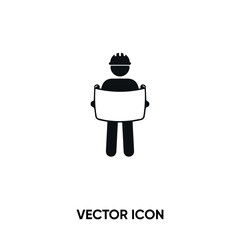 Construction worker vector icon . Modern, simple flat vector illustration for website or mobile app. Contractor worker or engineer symbol, logo illustration. Pixel perfect vector graphics	