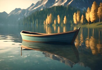 boat on the lake. AI generated