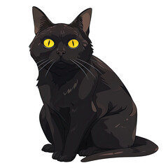An illustration of a black cat sitting