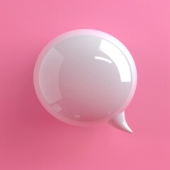 white plastic soft speech bubble against pink background