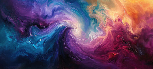 Vibrant abstract acrylic paint swirls creating cosmic background. Artistic expression.