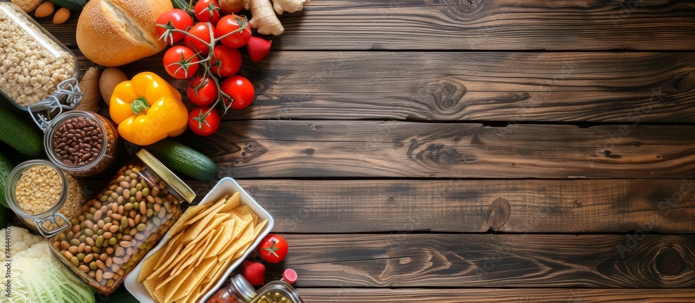 Canvas Prints a mouthwatering assortment of delicious food displayed on a rustic wooden table