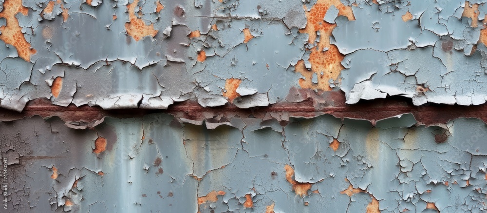Poster detailed close up of a weathered and rusted metal surface with captivating textures and patterns