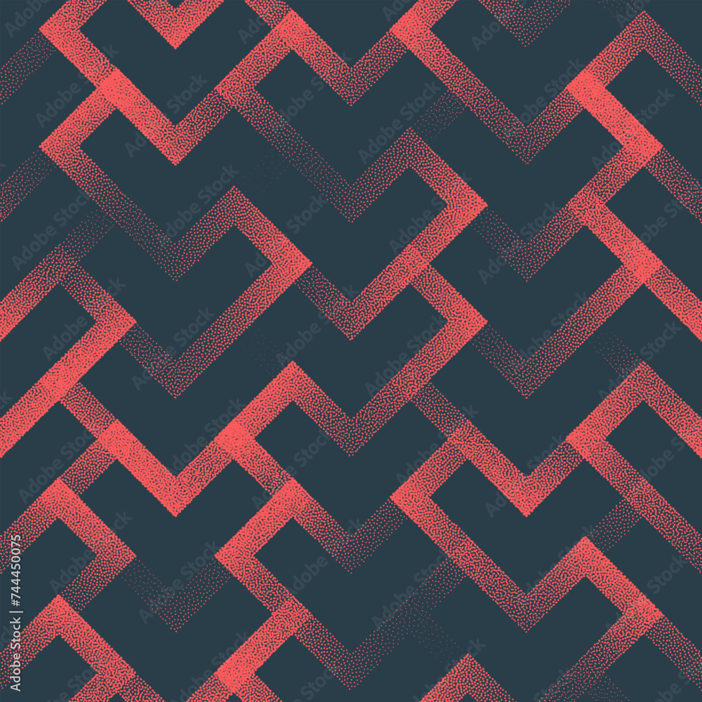 Poster geometric intricated lines seamless pattern trend vector red abstract background. tangled angled str