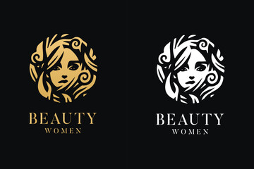 Beauty woman logo design vector template.