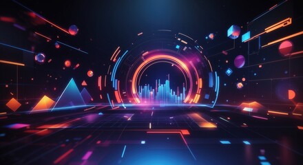 Abstract geometric technology game background 