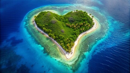 Heart shaped tropical island - obrazy, fototapety, plakaty