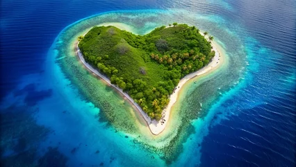 Tuinposter Heart shaped tropical island © vectorize