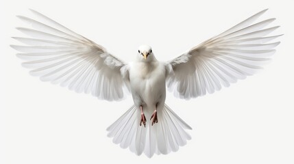 white dove isolated on white - obrazy, fototapety, plakaty