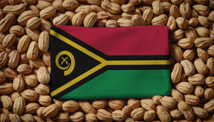 Flag of Vanuatu on peanut. Agrobusiness of growing peanut in Vanuatu concept