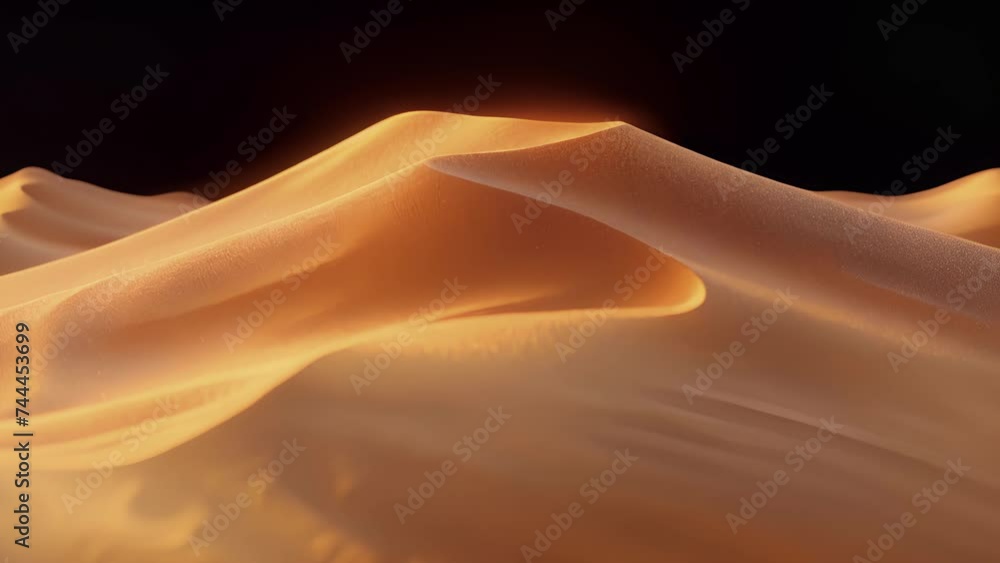 Poster closeup of sinuous lines and patterns created by the shifting layers of sand dunes.