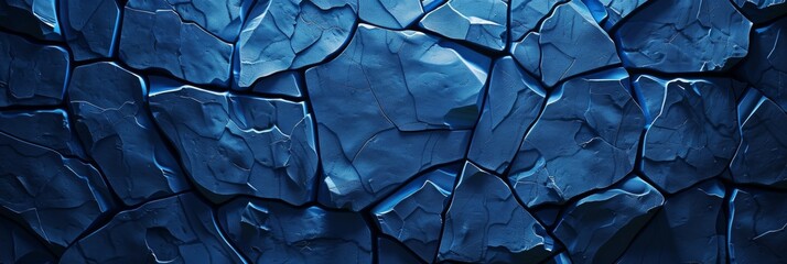Blue Decorative Background with a Dark Design in the Style of Stone - Dark Gothic Atmosphere with Jagged Edges Softbox Lighting Grid based Illustration created with Generative AI Technology - obrazy, fototapety, plakaty