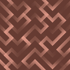 Geometric Intricated Seamless Pattern Trend Vector Brown Abstract Background. Tangled Angled Lines Half Tone Art Illustration for Textile. Repetitive Graphic Abstraction Wallpaper Dotwork Texture