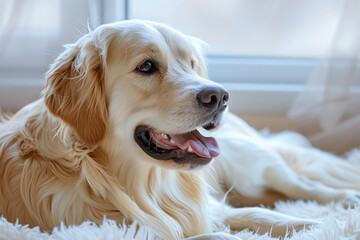 golden retriever lying down, AI generated