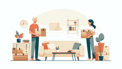 Fototapeta premium Concept of moving and new life image. Vector illustration.