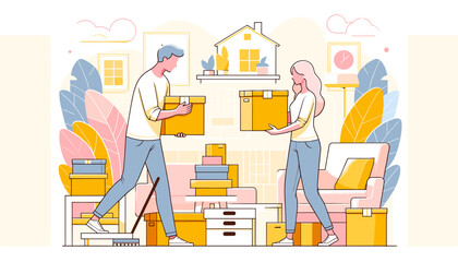 Concept of moving and new life image. Vector illustration.