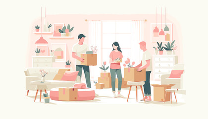 Concept of moving and new life image. Vector illustration.