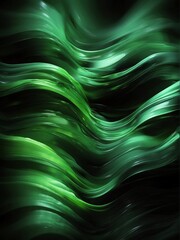 Green motion blur abstract on black background from Generative AI