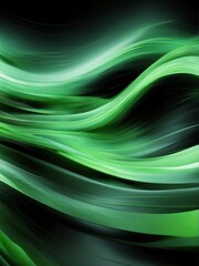 Fototapeta premium Light green motion blur abstract on black background from Generative AI