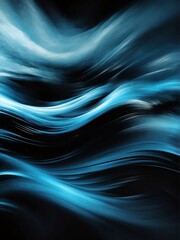 Light sky blue motion blur abstract on black background from Generative AI