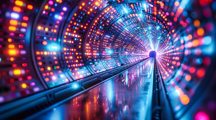 Speed through a futuristic tunnel, where light and architecture merge in a dynamic journey through...