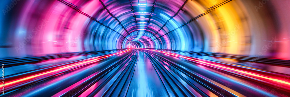 Poster speed and motion blur through a futuristic tunnel, capturing the essence of modern transportation an
