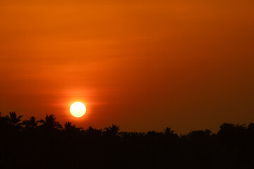 A Beautiful sunset landscape in the late winter in south india