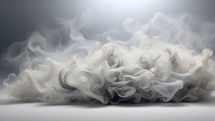Set of realistic transparent smoke or steam in white and gray colors, for use on light background. Transparency only in vector format