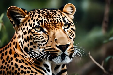 close up portrait of a leopard - obrazy, fototapety, plakaty