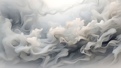 Set of realistic transparent smoke or steam in white and gray colors, for use on light background. Transparency only in vector format - obrazy, fototapety, plakaty