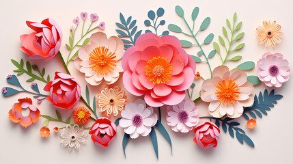 spring empty template for seasonal holiday design with colorful flowers
