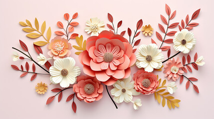 spring floral composition with paper cut flowers beautiful design