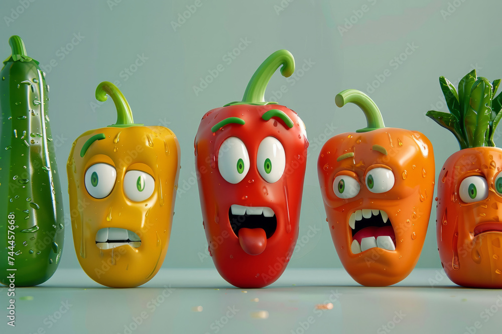 Poster explore a world of playful veggies! animated in a charming cartoon style, these adorable characters 