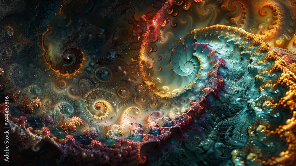Poster delve into the heart of fractal beauty, where chaos and order blend in an endless dance of patterns 
