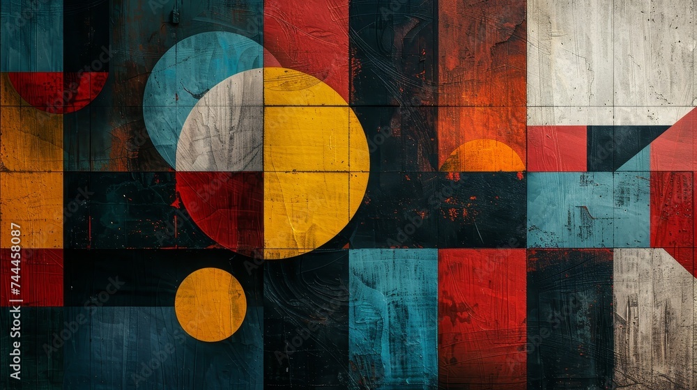 Aufkleber discover the infinite possibilities of geometric abstraction, where simple shapes and bold textures 