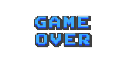 Game Over text on white background.8 bit game.retro game.clipart.