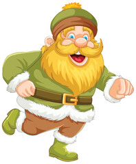Happy gnome character running with a smile.