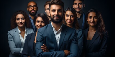 Confident team of Indian professionals posing for diverse group profile pictures. Concept Team Portraits, Indian Professionals, Diverse Group, Confident Poses, Profile Pictures
