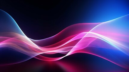 Fototapeta premium Futuristic Neon Lights Abstract: Vibrant Pink, Purple, and Blue Wave Patterns - Data Transfer Concept - Dynamic Wallpaper
