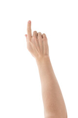 Obraz premium Adult man hand point or click gesture isolated on white background