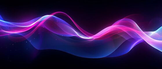 Futuristic Neon Lights Abstract: Vibrant Pink, Purple, and Blue Wave Patterns - Data Transfer Concept - Dynamic Wallpaper