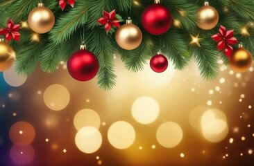 Christmas holidays banner, tree, bokeh background 