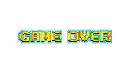 Game Over text on white background.8 bit game.retro game.clipart.