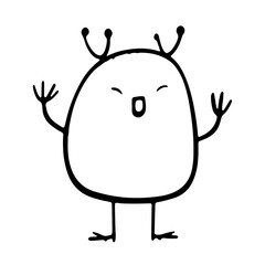 Obraz premium simple cute creatures doodles vector animal cartoon hand drawn art toy outline funny alien