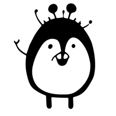 Obraz premium simple cute creatures doodles vector animal cartoon hand drawn art toy outline funny alien