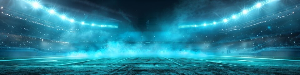 stadium or large stage with lighting and lots of smoke