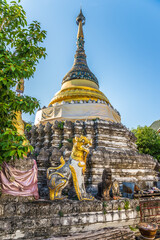 View at the Stupa near Wat Muen Lan in the streets of Chiang Mai in Thailand - 744462078