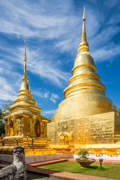 View at the Stupa mear Wat Phra Singh Woramahawihan in the streets of Chiang Mai - Thailand