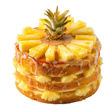 Pineapple Cake, transparent background, isolated image, generative AI
