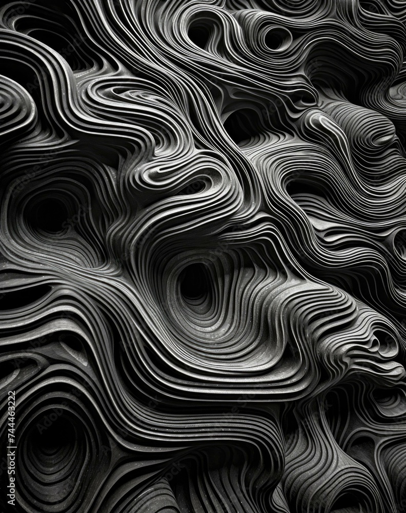 Poster a black and white image of a wave pattern. generative ai.